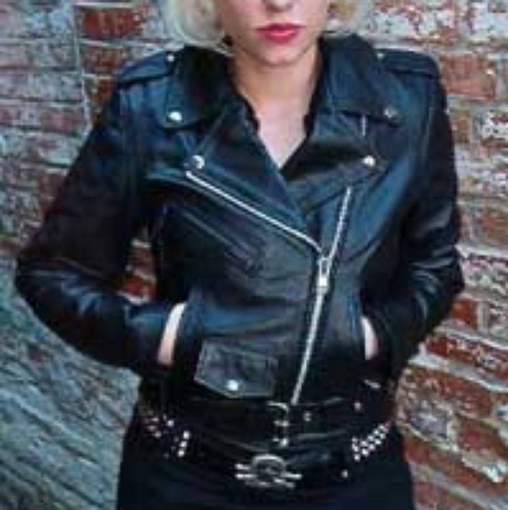 NWT girls black biker jacket size small IK leather